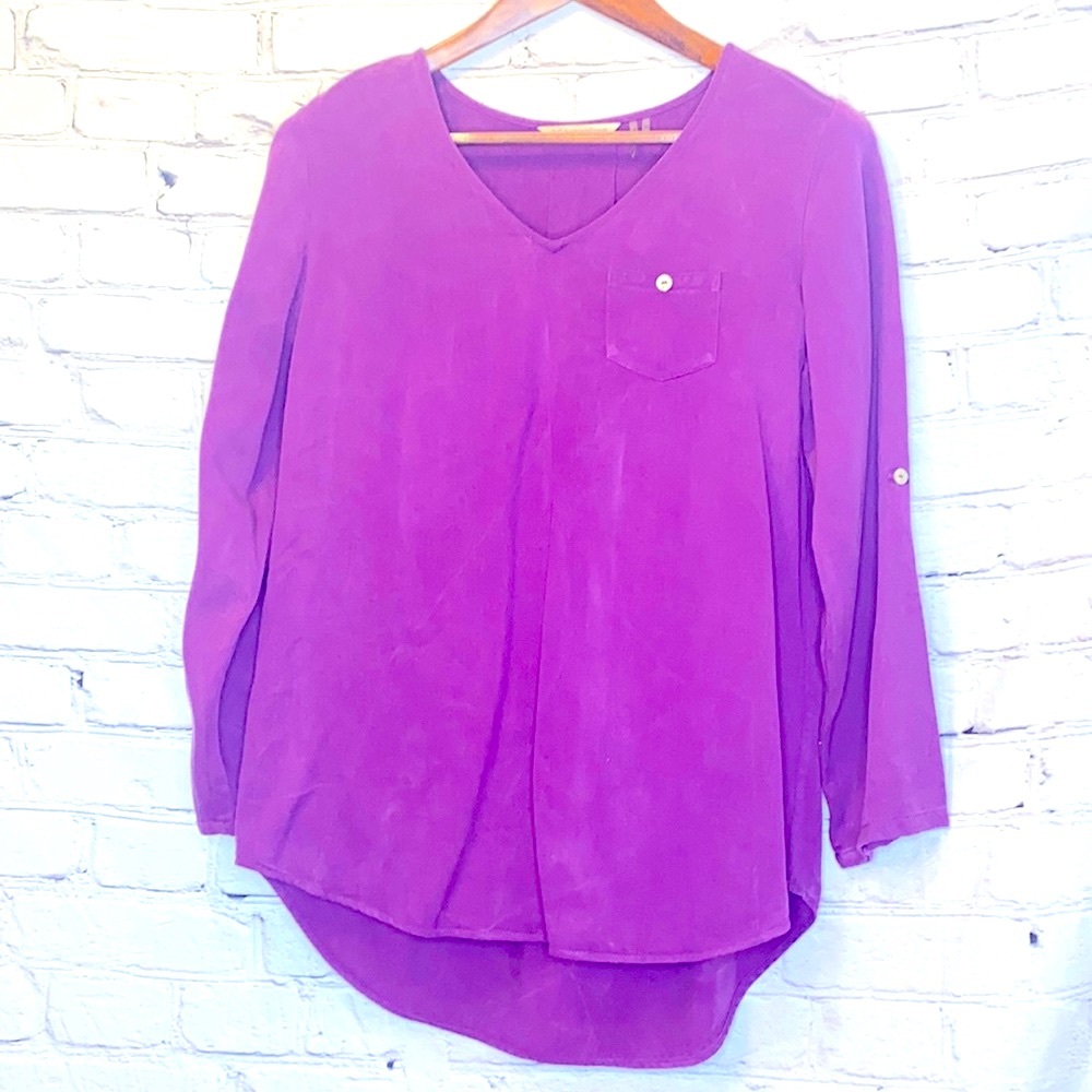Soft Surroundings Purple Long Sleeve Blouse Size X-Small Excellent Condition